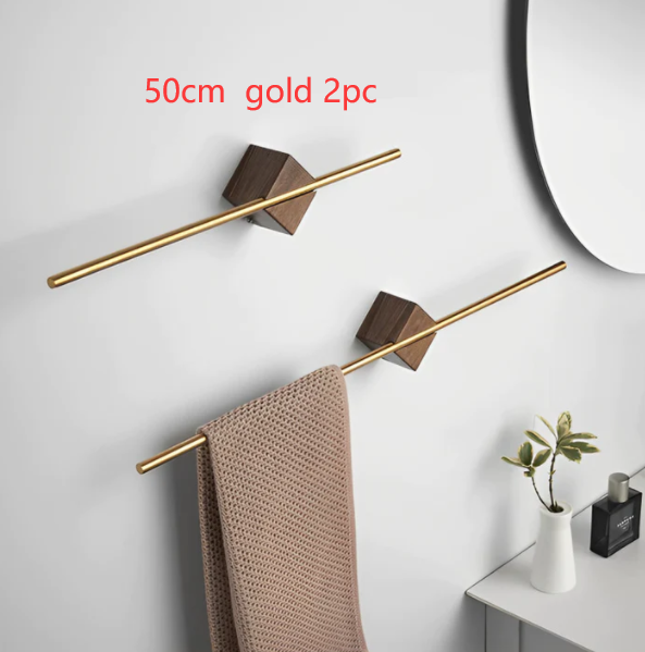 Punch Free Wall-Mounted Towel Rack Hanging Rod - Pull-Out Bathroom Organizer