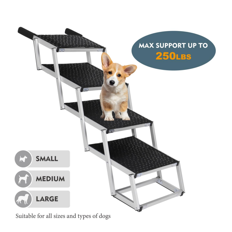 Foldable Dog Ramp for Cars SUV Truck Large Dogs Non-Slip Lightweight Supports 250lbs