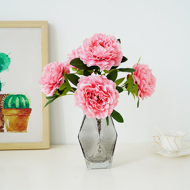 Artificial Flower Peony Bouquet 5-Head Silk Flower Arrangement for Home & Wedding