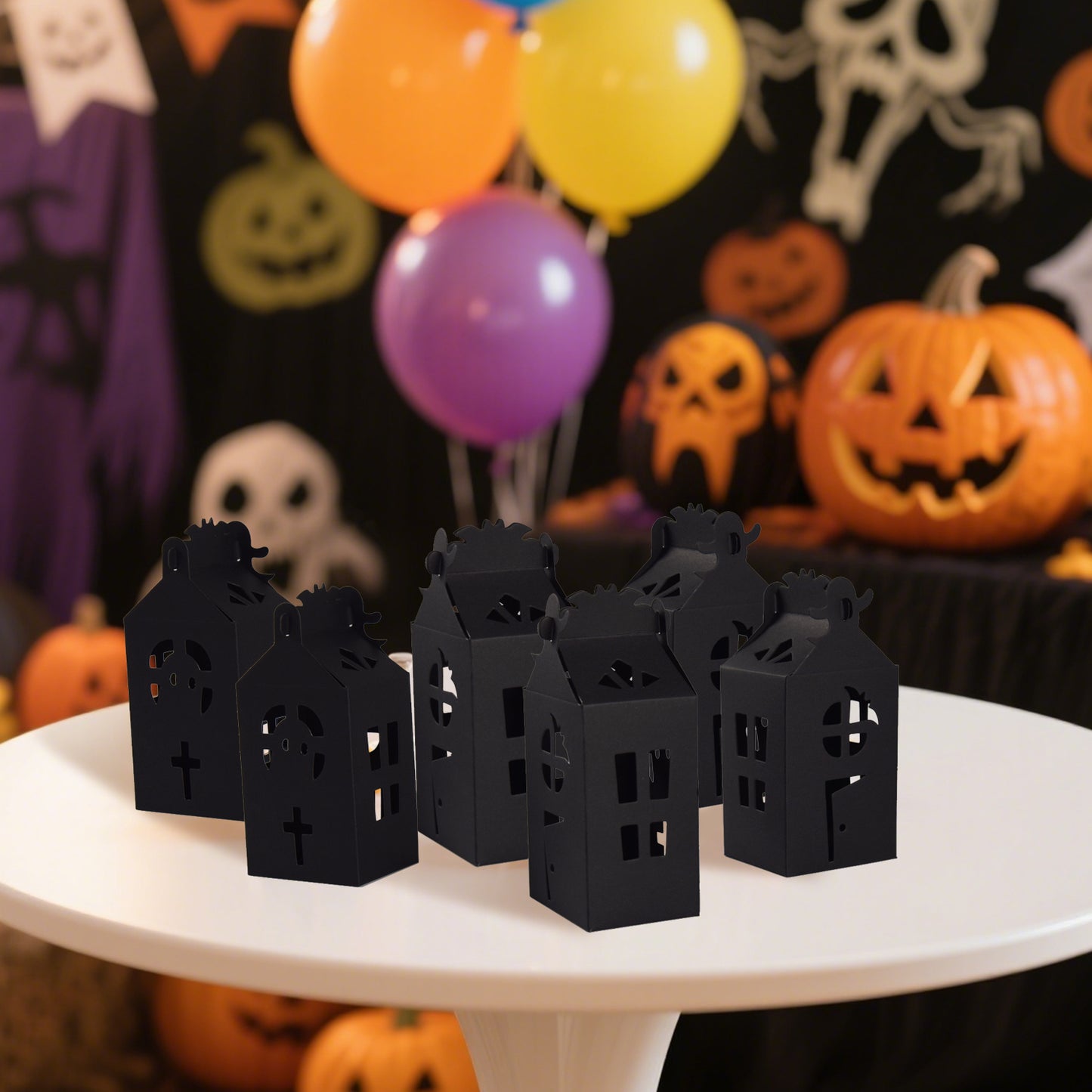 20 Halloween Candy Boxes - Black Paper Party Supplies