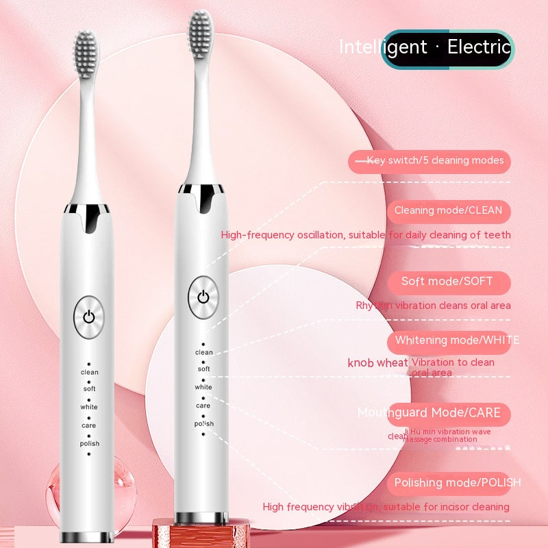 Rechargeable Waterproof Electric Toothbrush with 3 Brush Heads