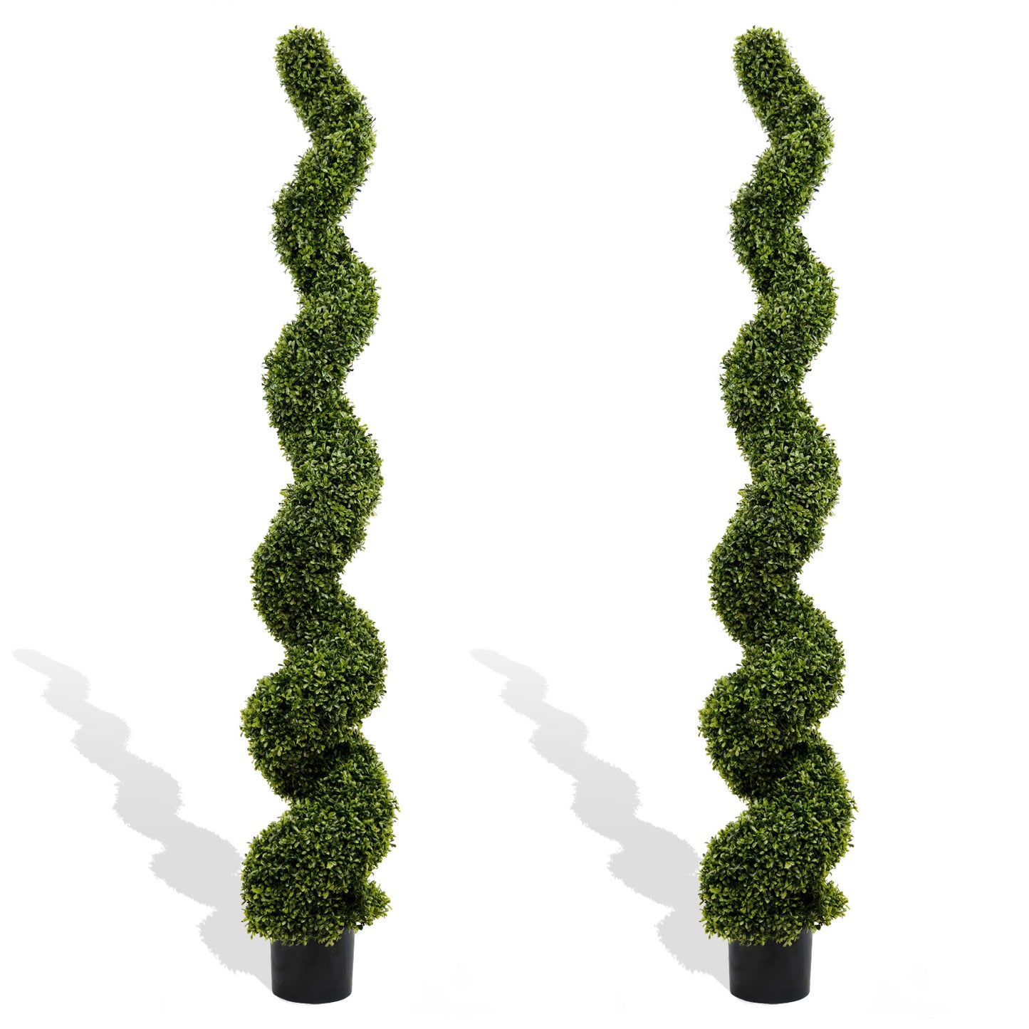 6FT Artificial Spiral Boxwood Topiary Trees - Green, 2pcs Set