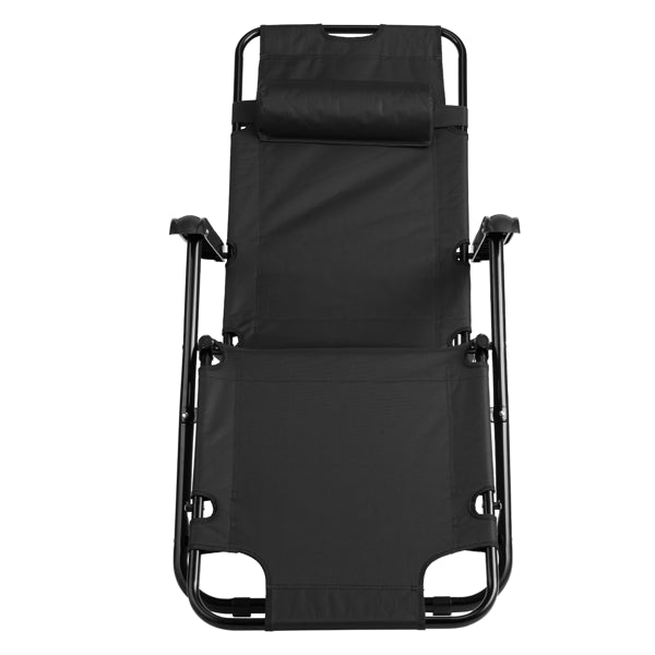 Portable Folding Reclining Chair - Dual Purpose Black