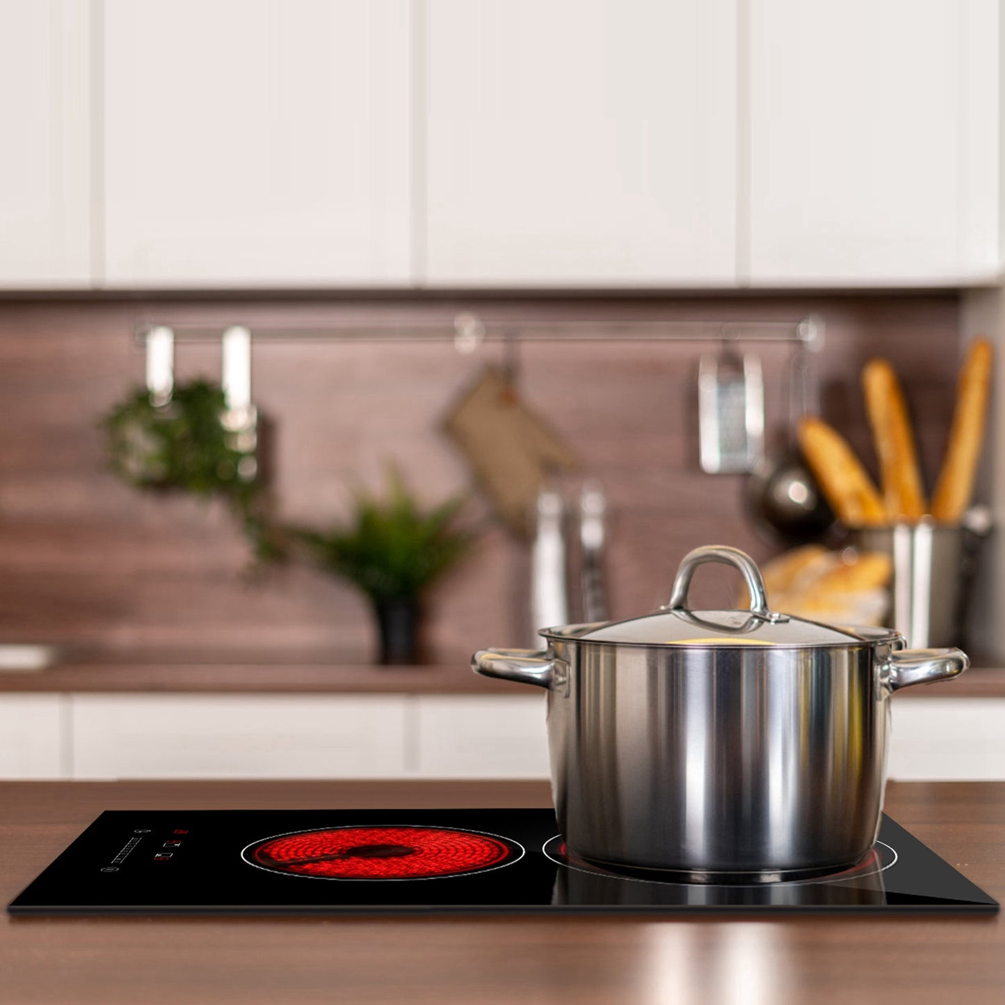 Dual Induction Electric Cooktop 1900W with Timer & Safety Features - Black