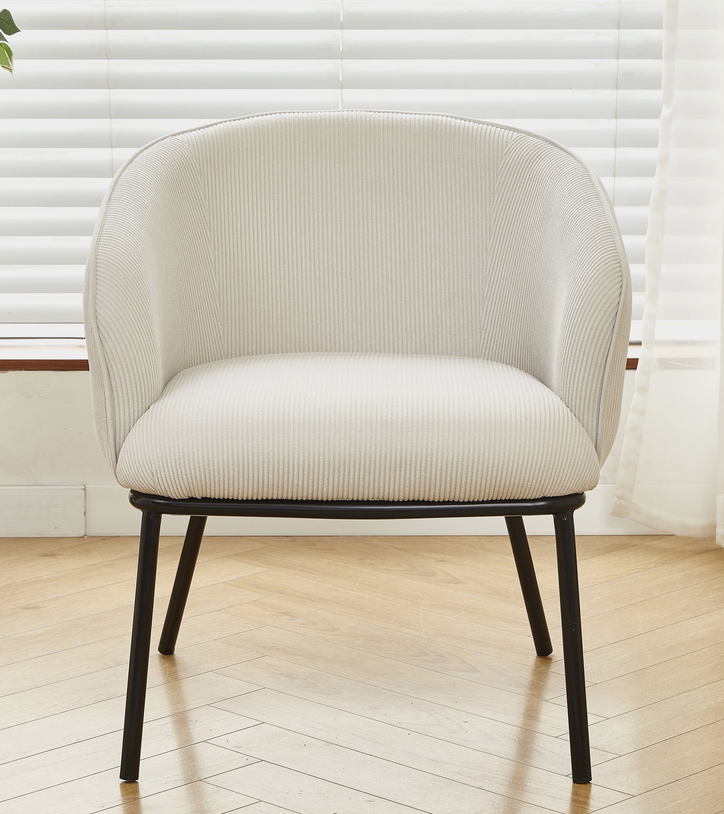 Modern Corduroy Accent Chair, Upholstered Armchair With Metal Legs,