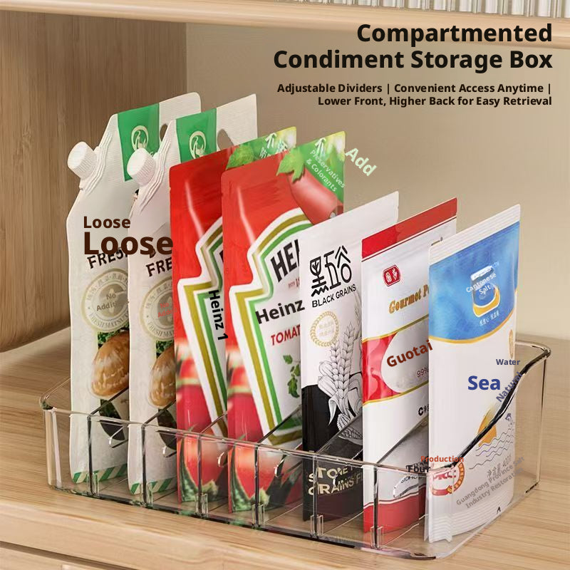Adjustable Partition Transparent Food Storage Box - PP Material