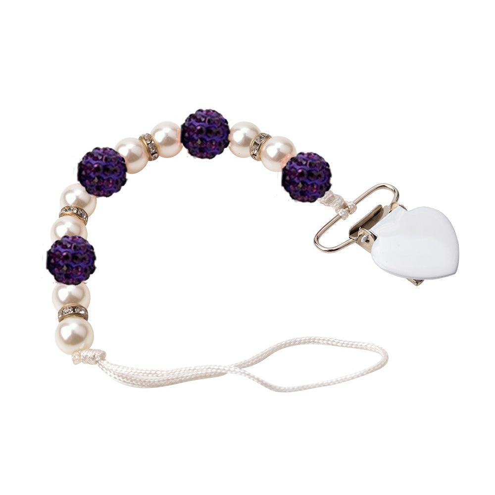 Baby Pacifier Drop-Preventing Chain Clip - Pearl Style, Multiple Colors