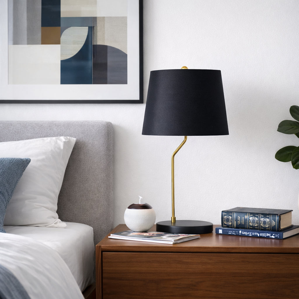 Modern Black and Gold Desk Lamp - Stylish Bedside Lighting