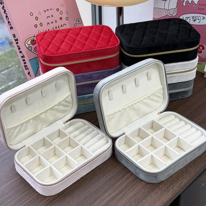 Portable Jewelry Storage Box with Velvet Interior - Compact & Stylish