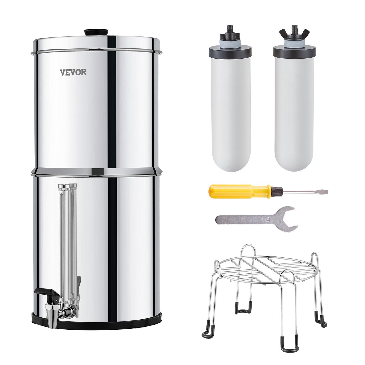 Gravity-Fed Water Filter System - Stainless Steel with 2 Filters