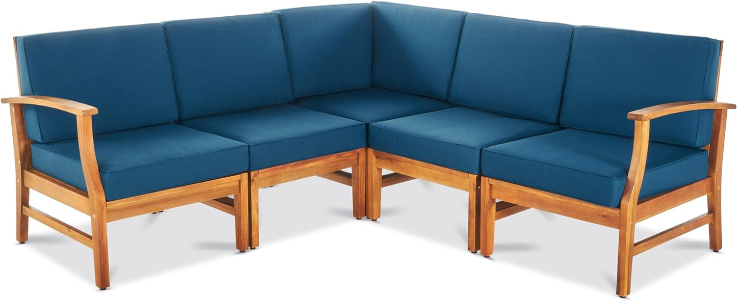 Perla 5-Piece Outdoor Sofa Set - Blue Acacia Wood