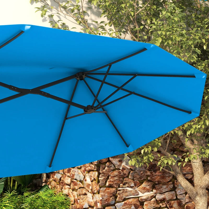 9.5' Double-Sided Patio Umbrella with Tilt & Crank - Cyan Blue