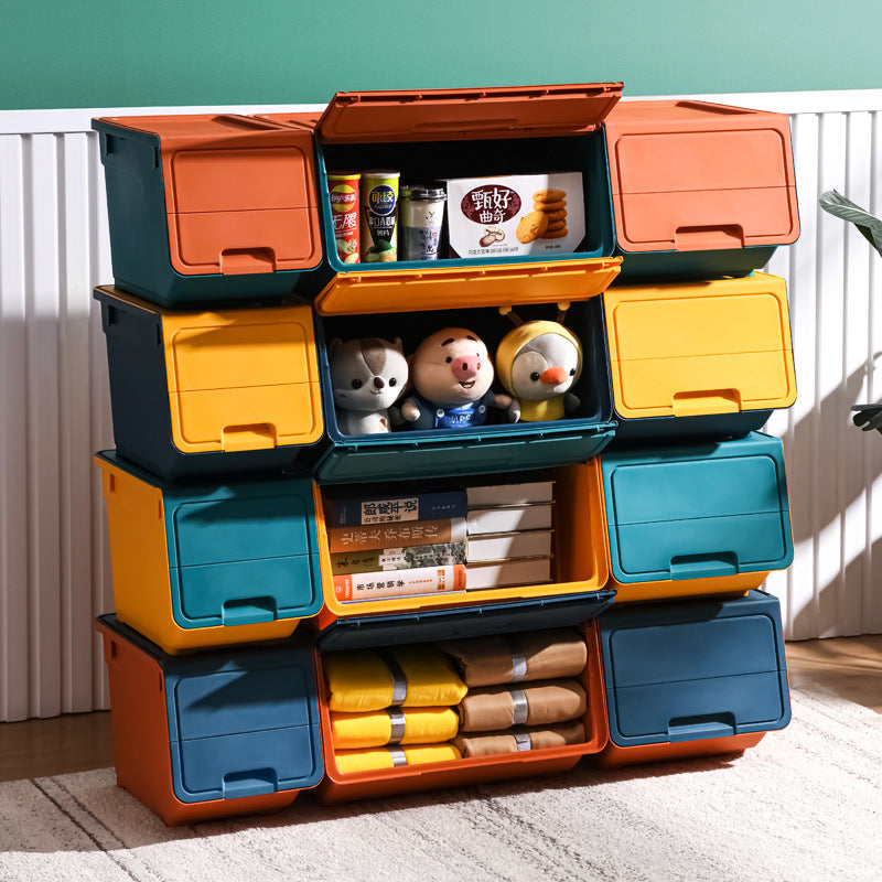 Multi-Style Plastic Storage Box Set with Flip Lid for Kitchen & Home Organization