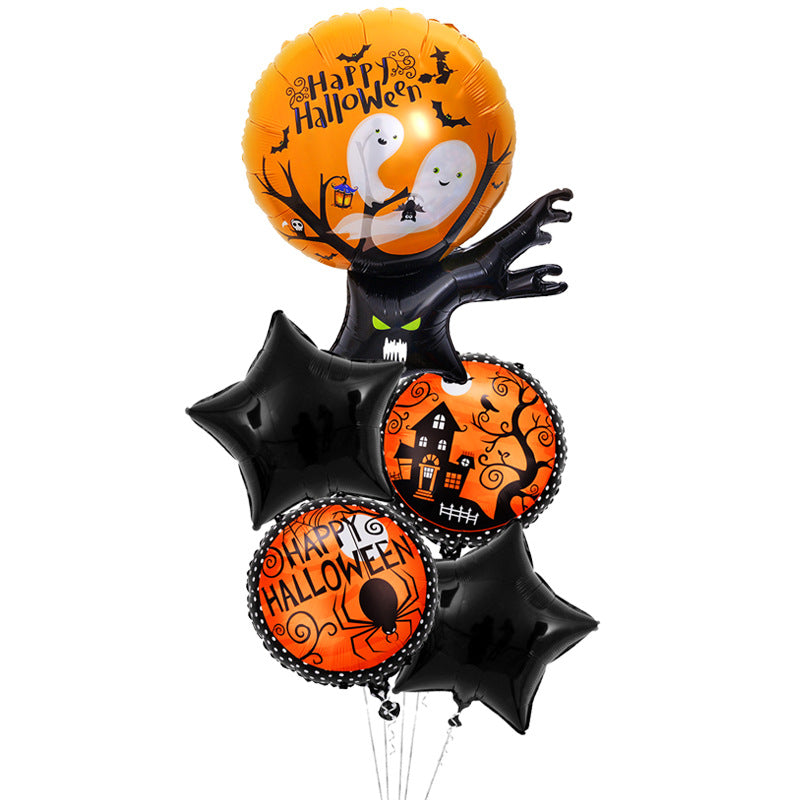 Halloween Themed Aluminum Film Balloons - 5-Piece Set for Parties & Decorations