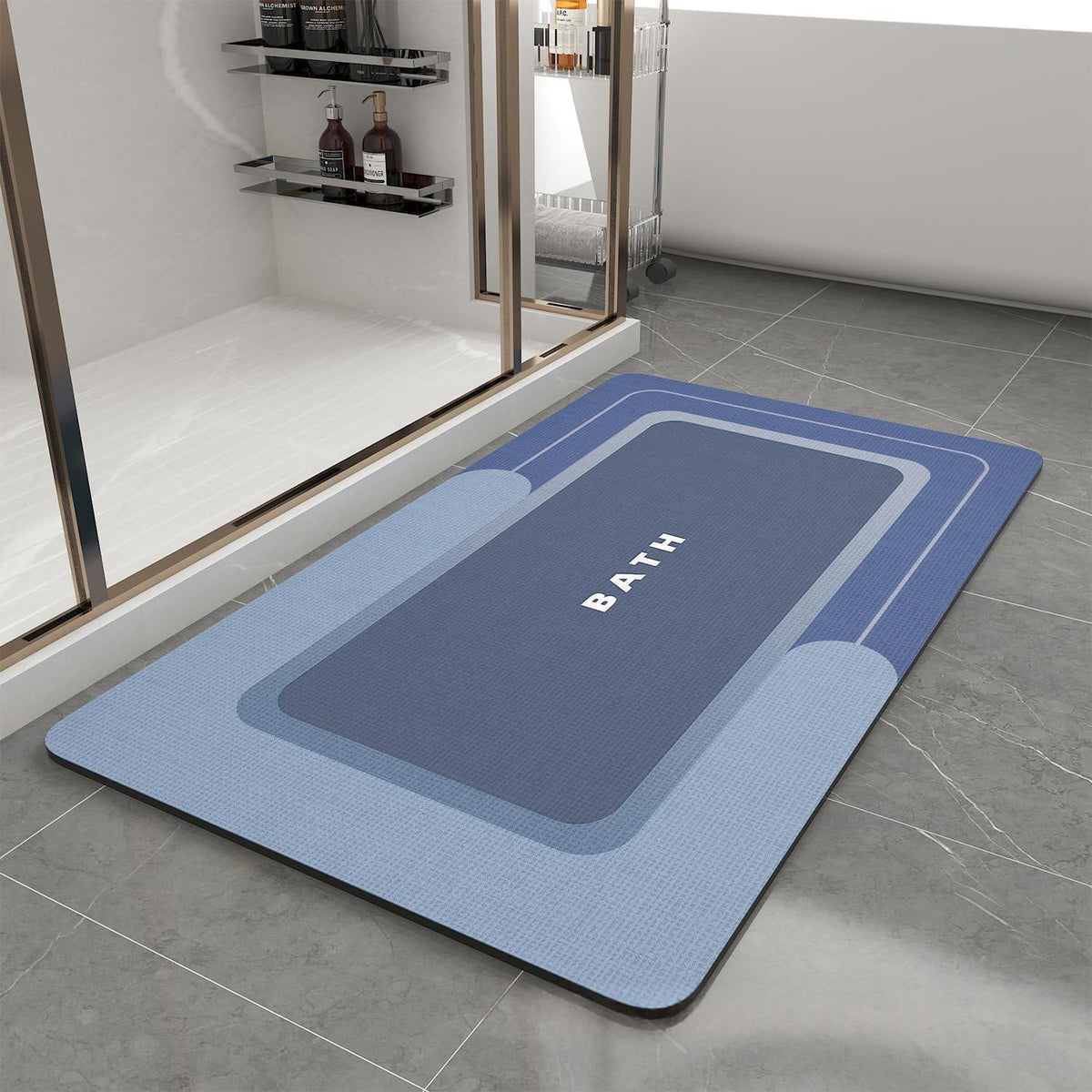 Non-Slip Stain-Resistant Bathroom Floor Mat - Modern Minimalist Square Design