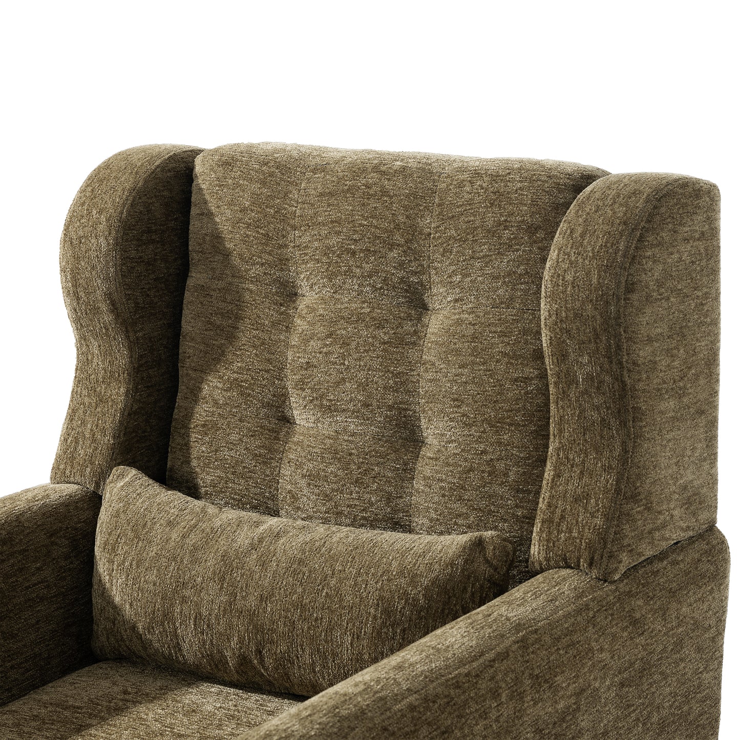 Modern Accent Chair - Soft Chenille Upholstered Armchair in Olive Green
