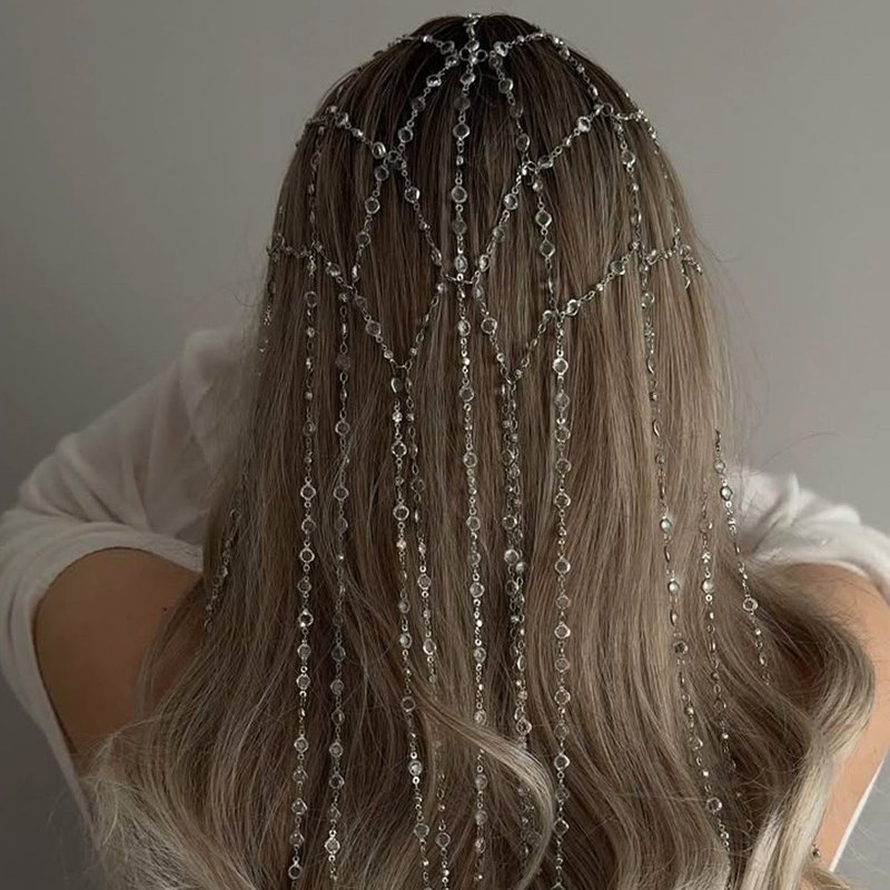High-End Rhinestone Tassel Headband for Women - Elegant Hair Accessory