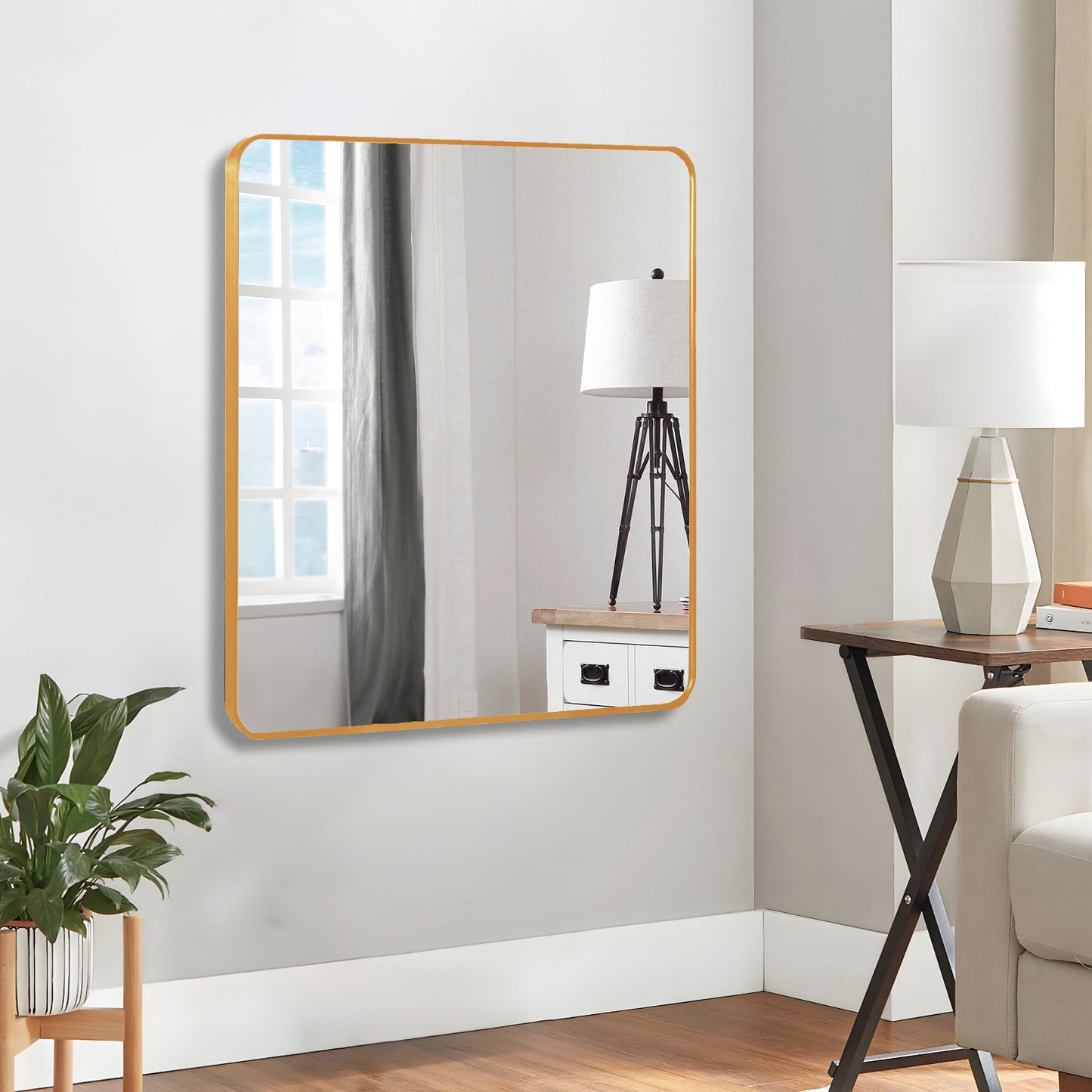 30" x 30" Gold Metal Framed Square Wall Mirror