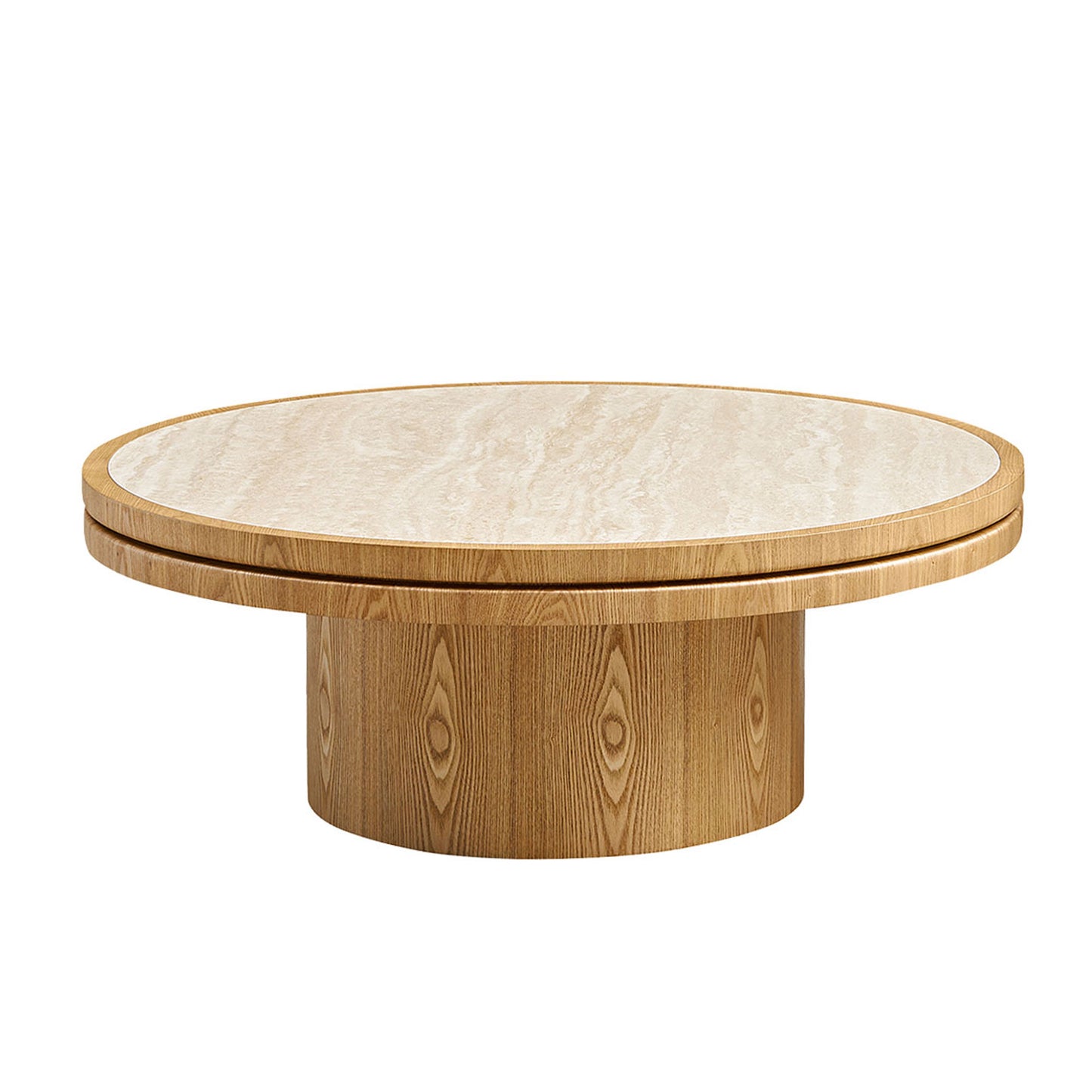 35.43 Inch Coffee Table with Sintered Stone Top & MDF Base - Natural