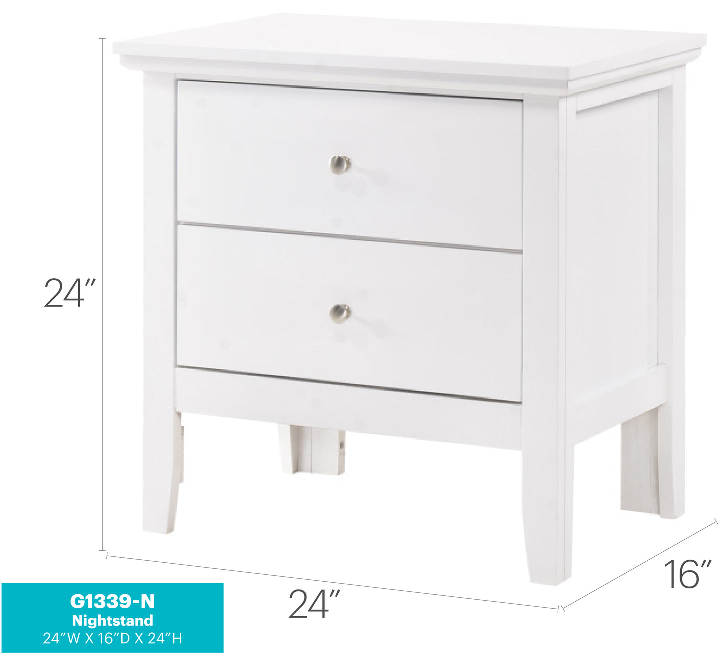 Elegant White Transitional Nightstand