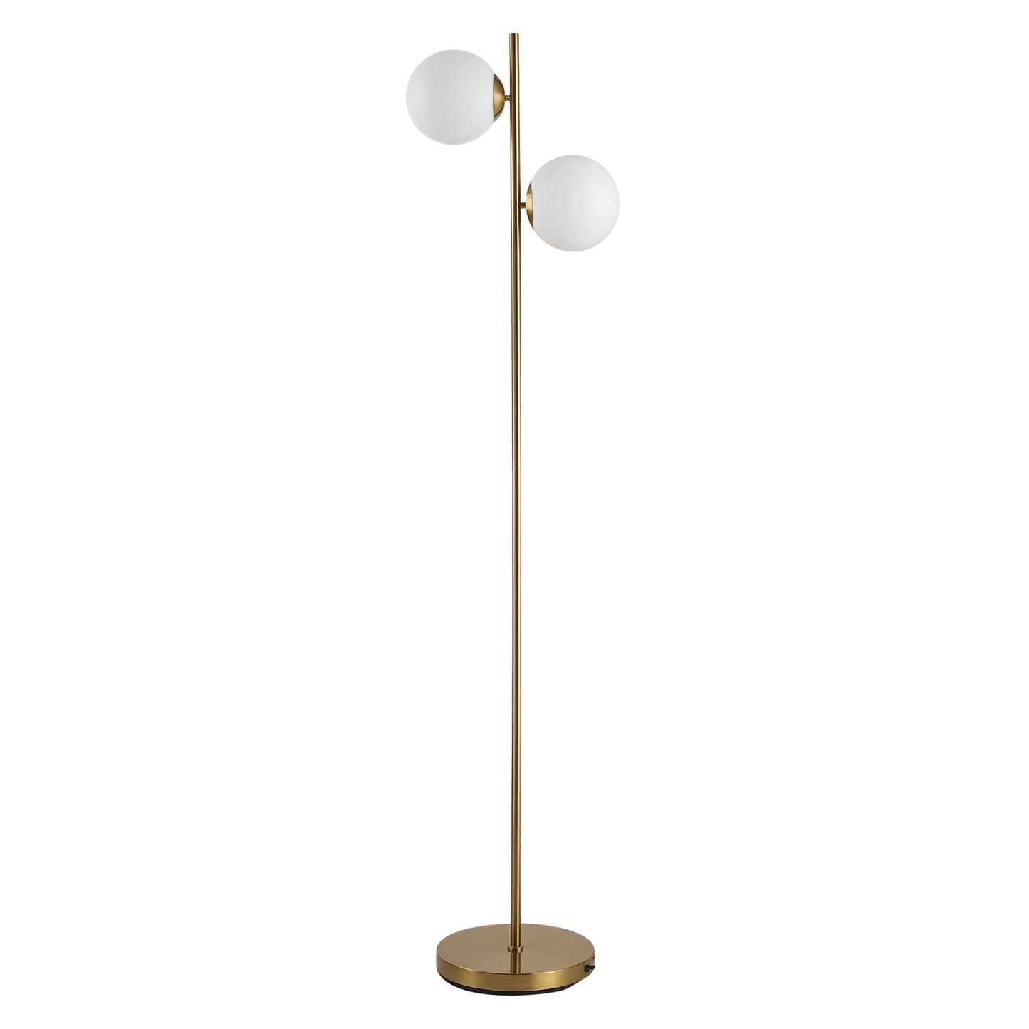 Modern Gold Floor Lamp with 2 Glass Shades - Adjustable Indoor Lighting