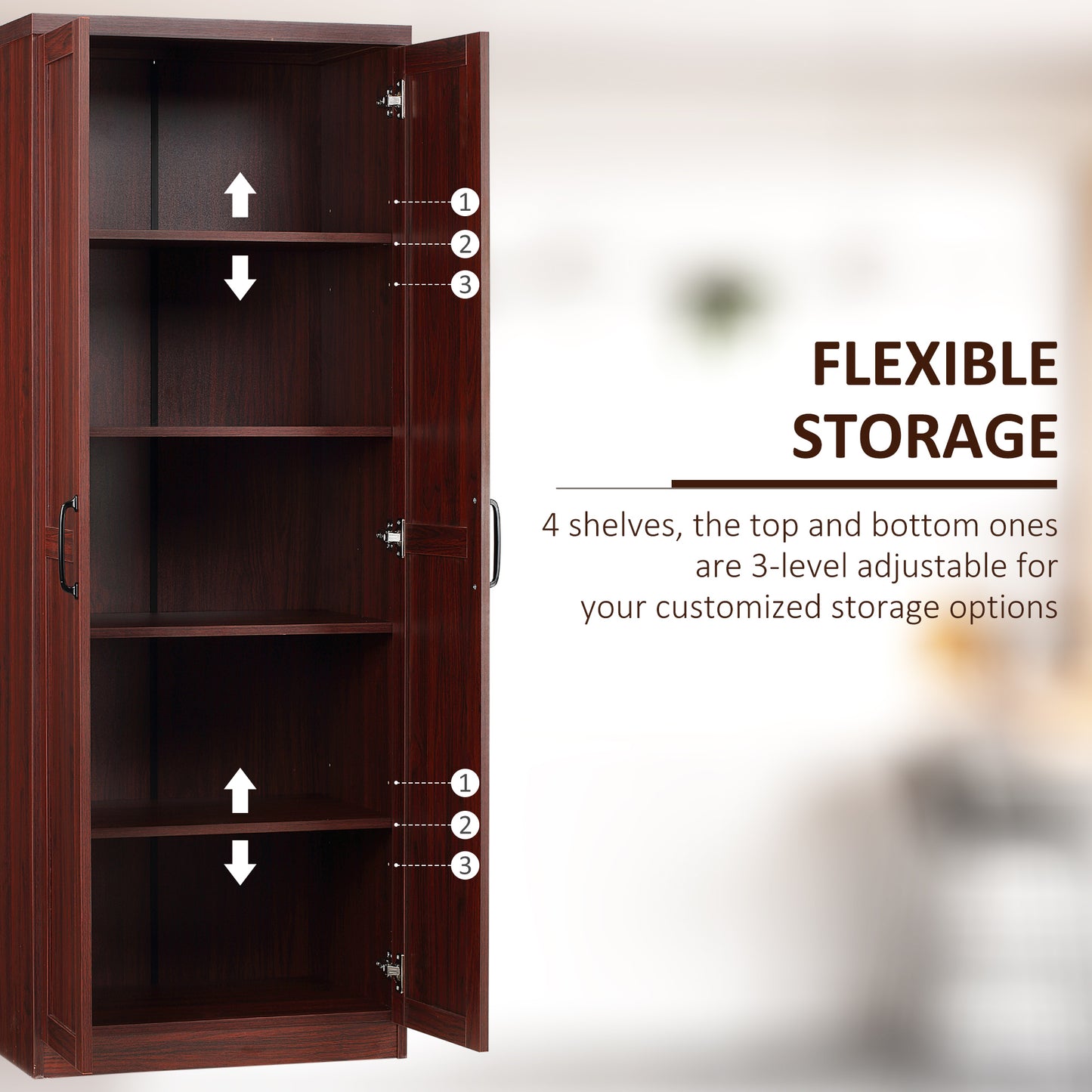 63" Freestanding Kitchen Pantry Cabinet with 5-Tier Shelving - Espresso