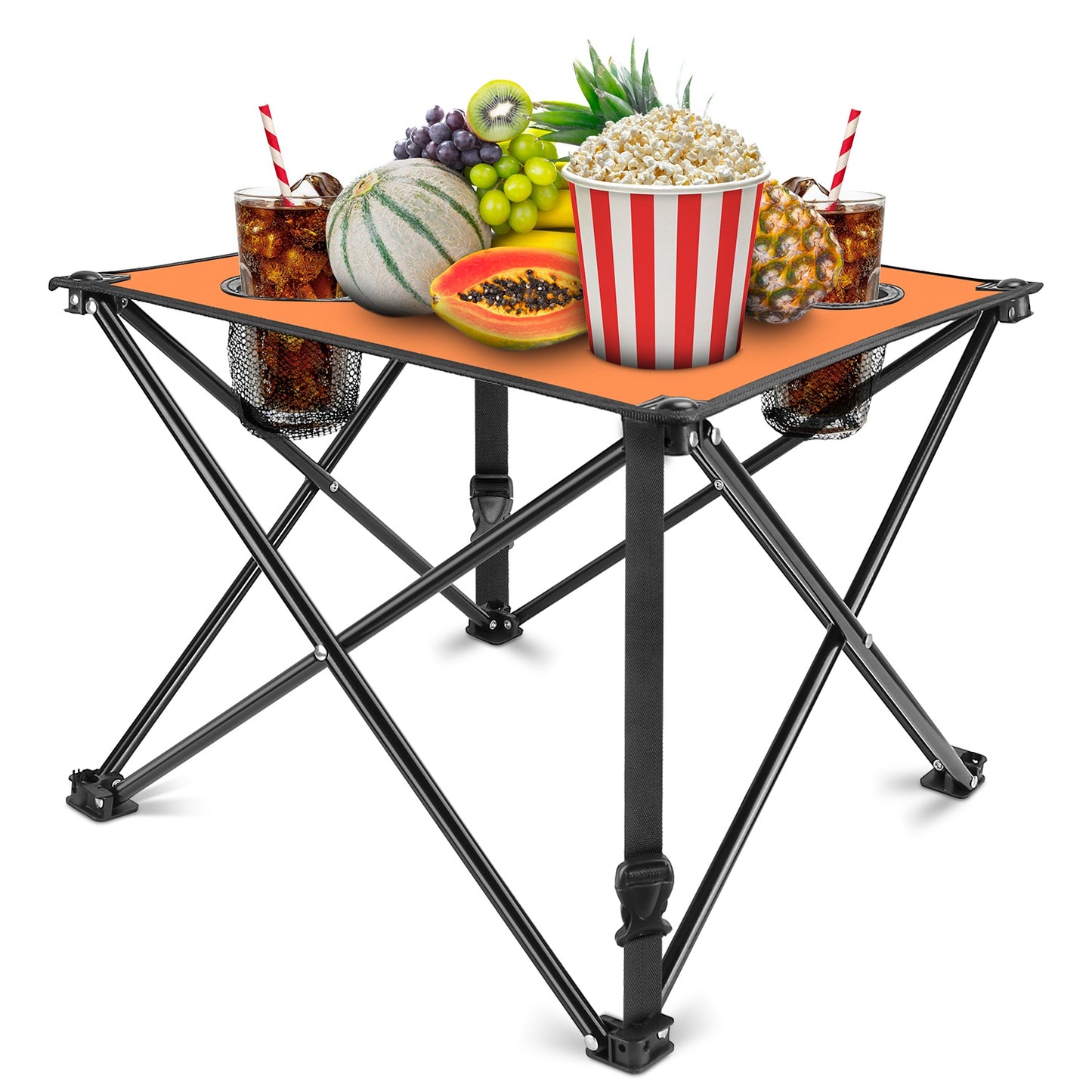 Portable Folding Camping Table with Cup Holders - Multiple Colors & Sets