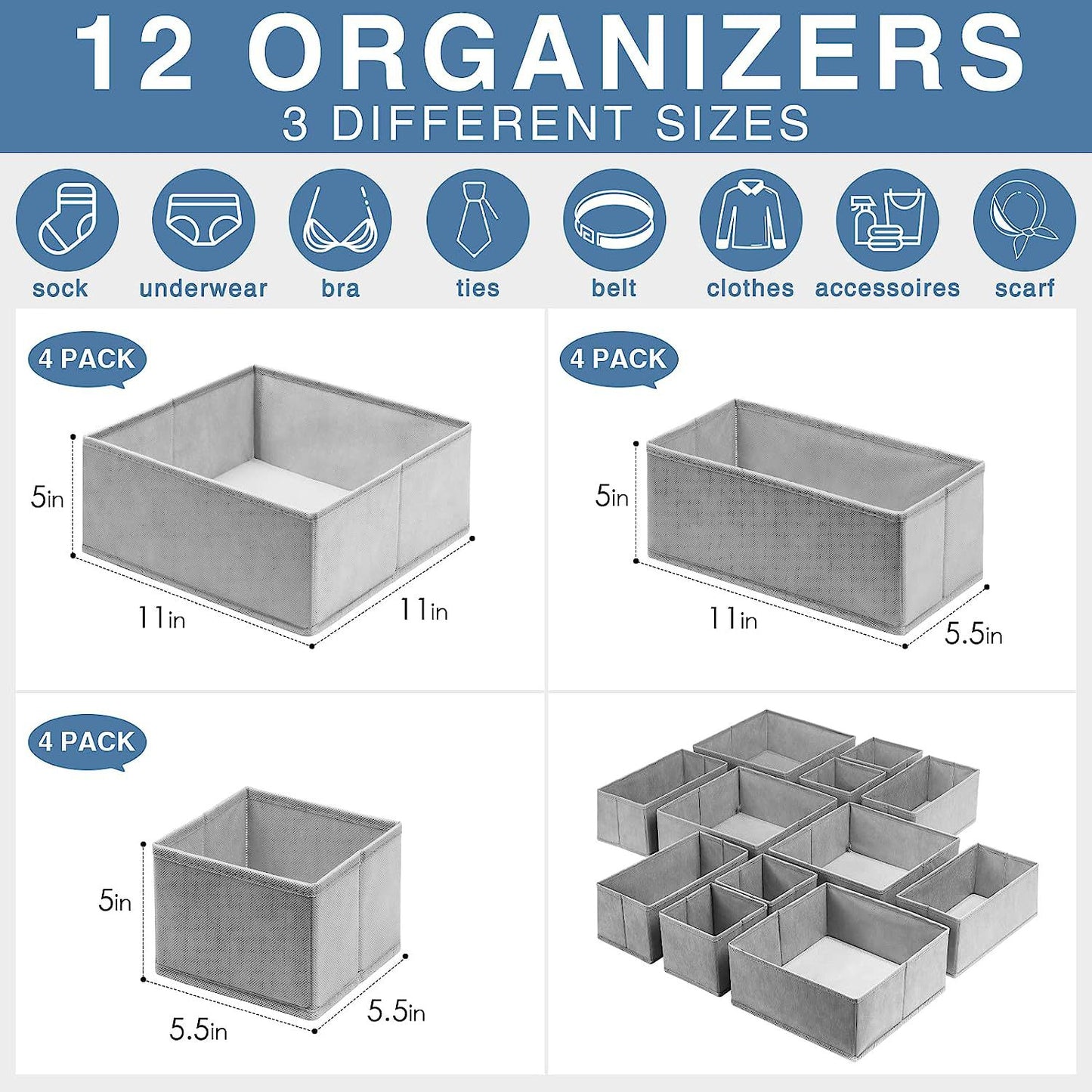 Fabric Storage Box Set - Uncovered Household Organization Containers