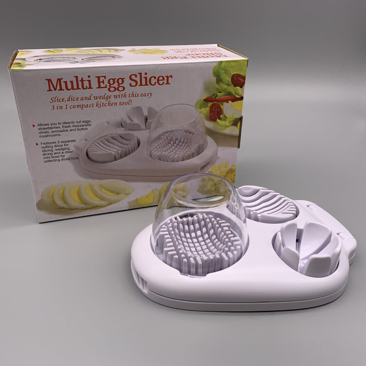 Three In One Egg Slicing Tool - White Kitchen Egg Cutter