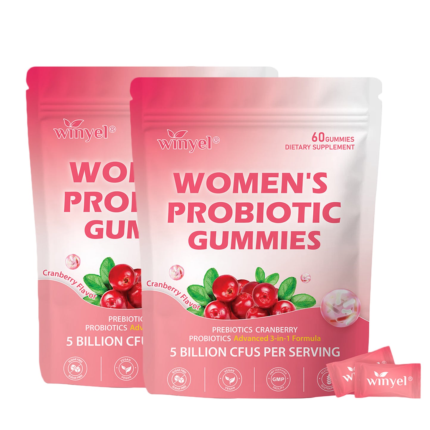 Cranberry Probiotic Gummies for Women - Feminine PH Balance Support