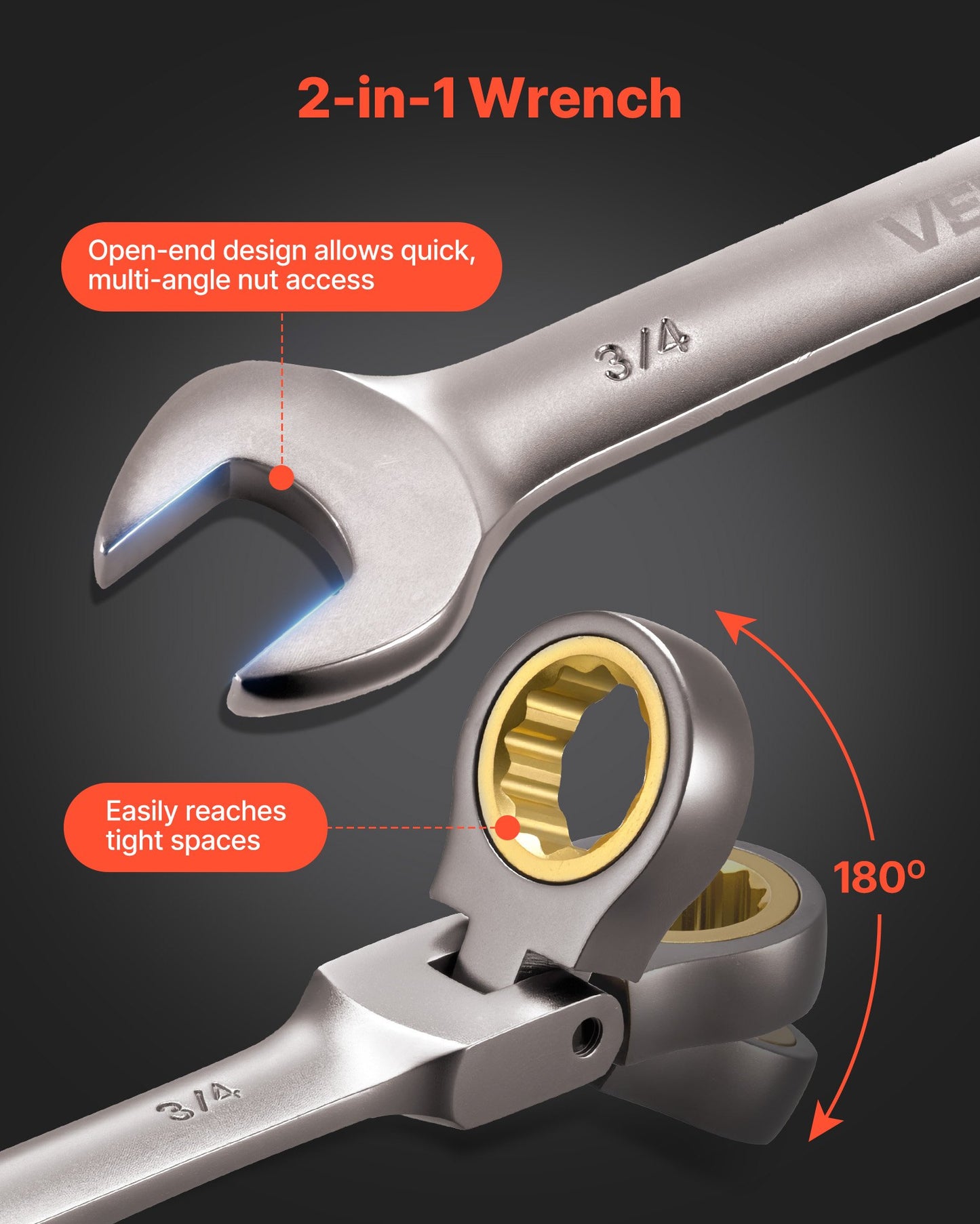 12-Piece SAE Flexible Ratcheting Wrench Set - Cr-V Steel Household & Automotive Tools