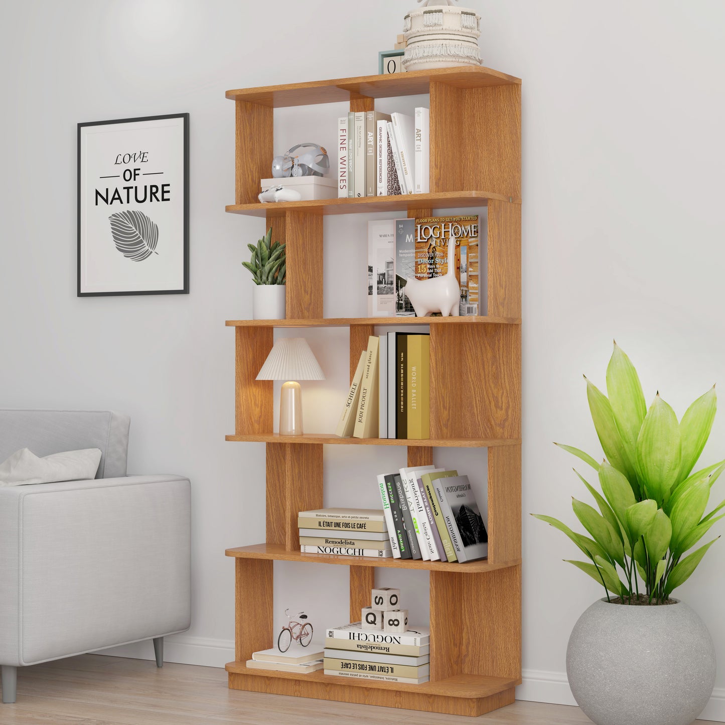 31.5L X 64.56H Free Combination Bookshelf Modern 5-Tier Open Storage