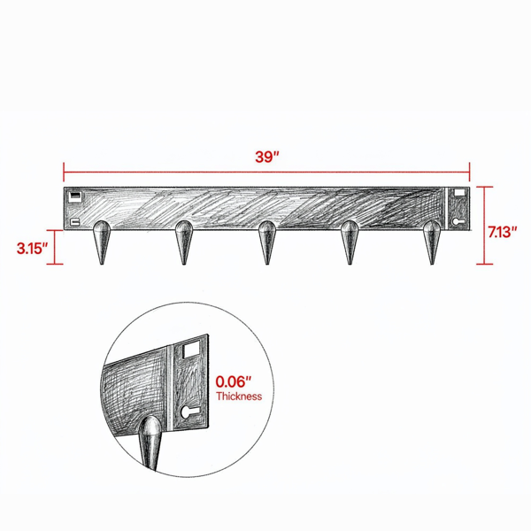 5-Pack Steel Landscape Edging 39 Inch x 4 Inch Rust-Resistant Garden Border