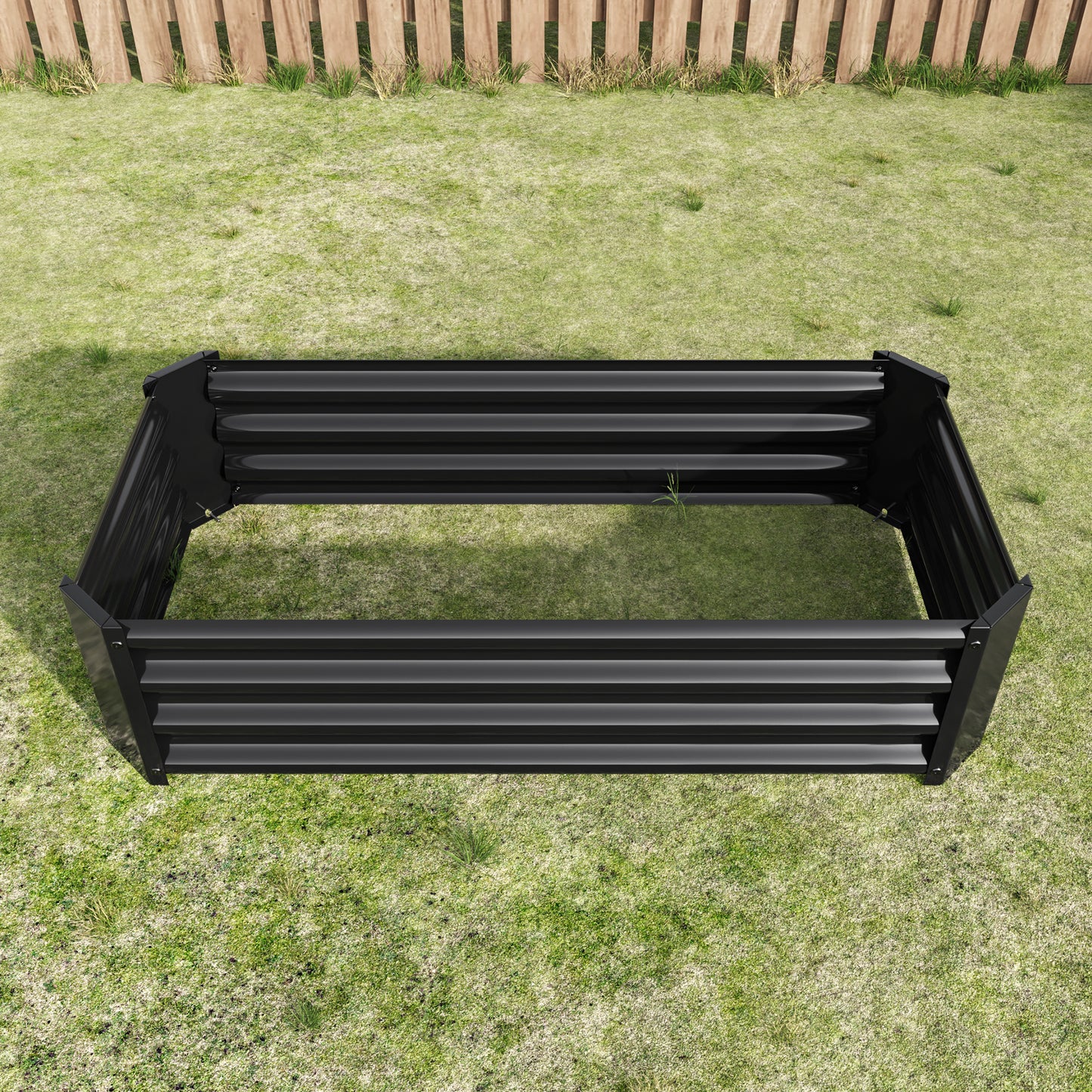 Metal Raised Garden Bed - 4'x2'x1' Rectangle Planter for Flowers, Vegetables, Herbs - Black