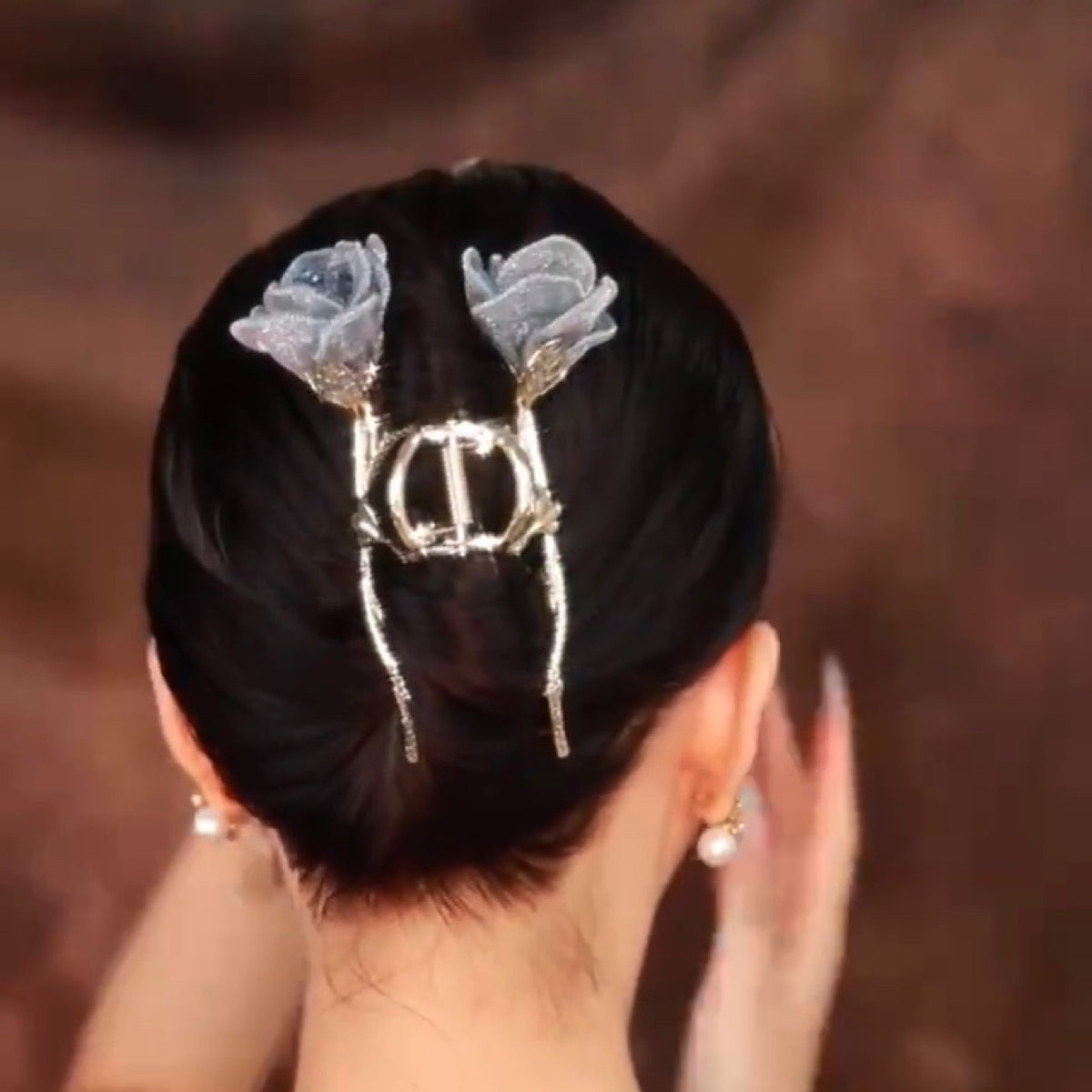 Flower Hair Clip - Blue Grab Clip Korean Style