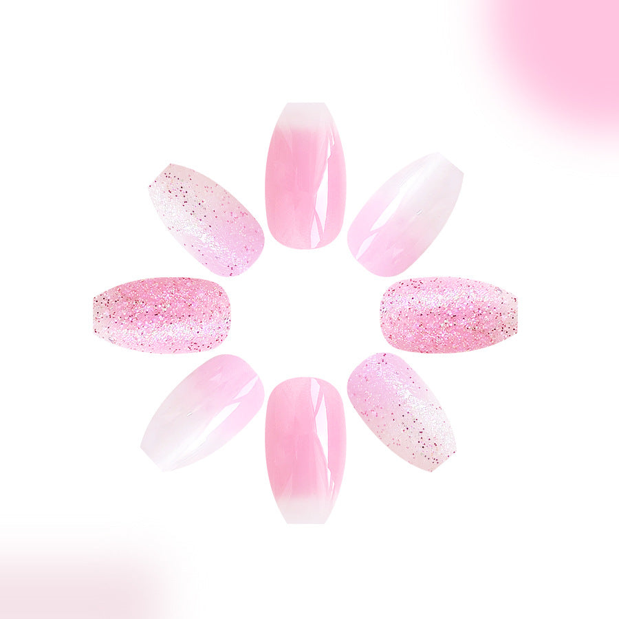 Glossy Glitter Nail Stickers Short Trapezoid Gradient Color for Nail Art