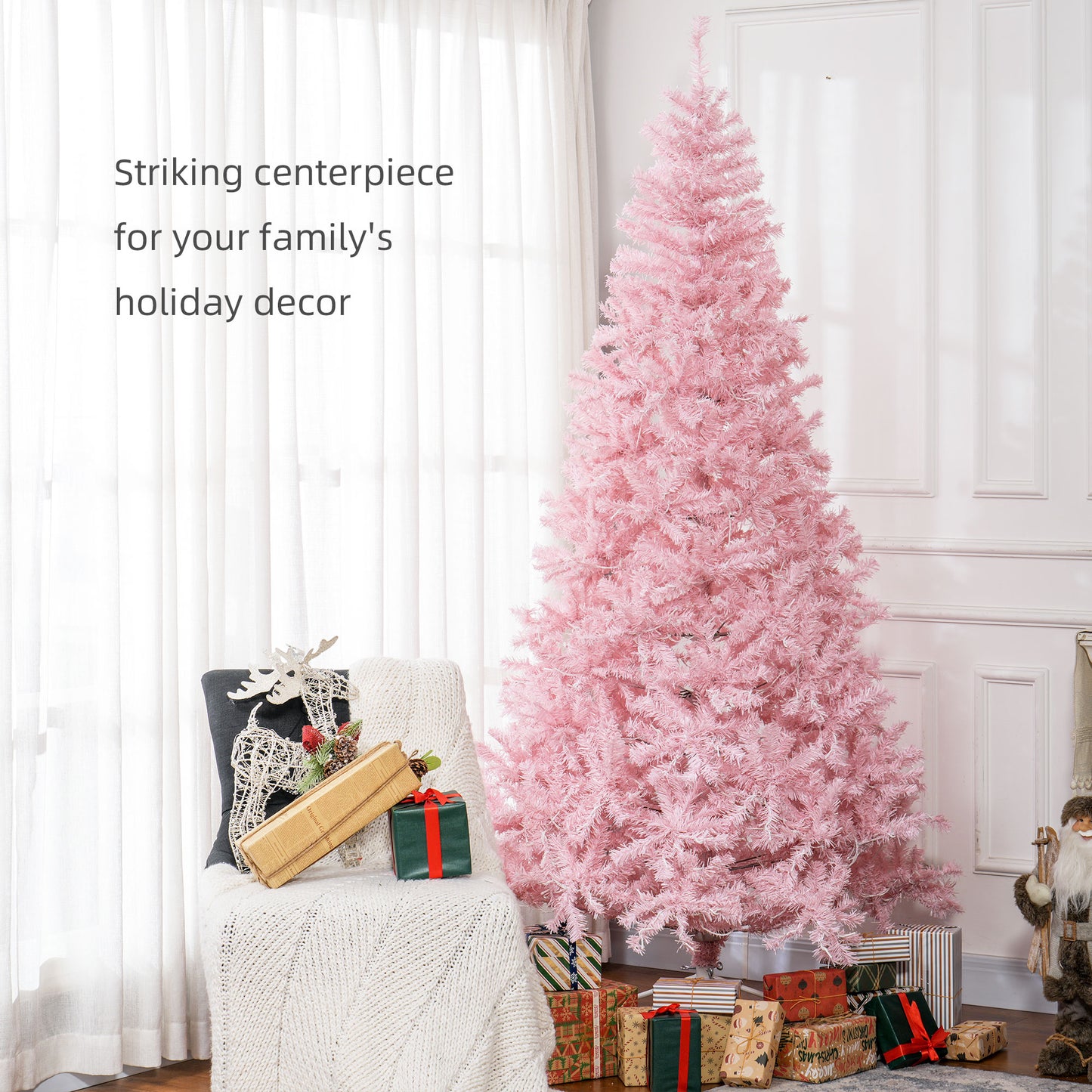 7.5 FT Pre-Lit Artificial Christmas Tree - Pink with 500 LED Lights