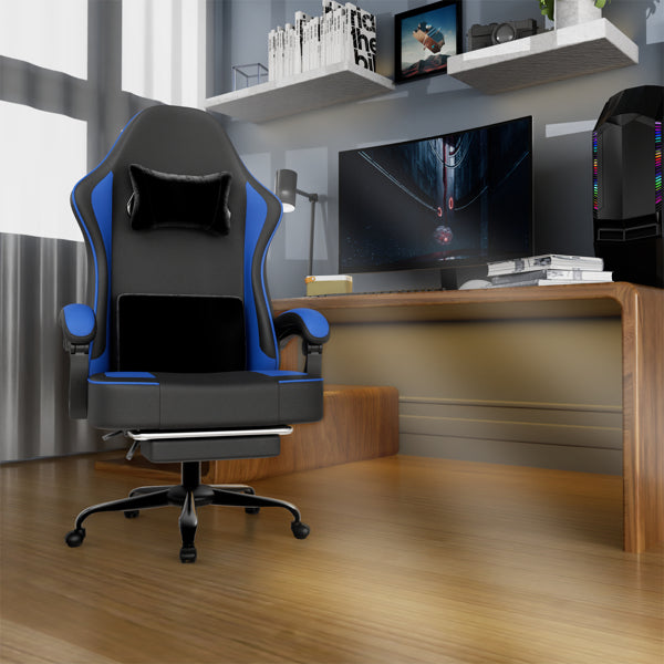 Ergonomic Gaming Chair with Footrest and Pocket Springs