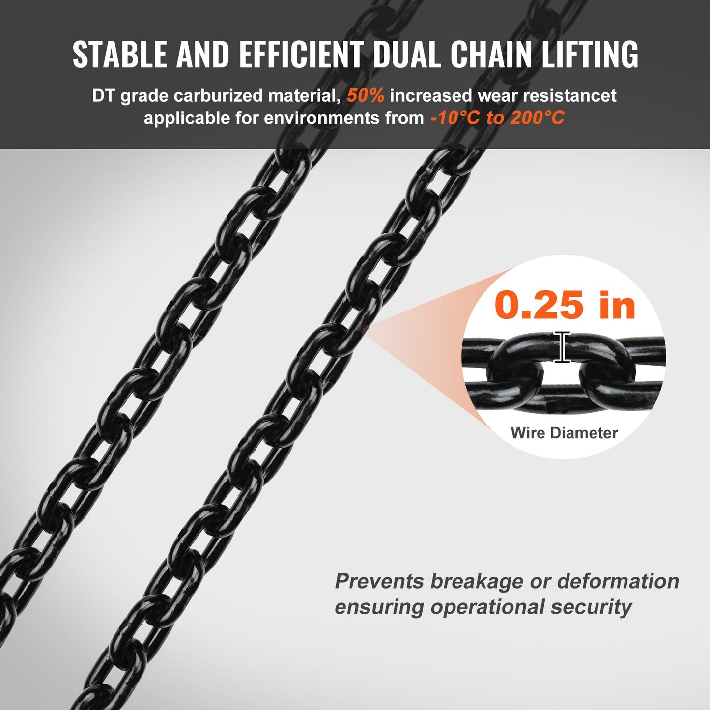 Electric Chain Hoist 2200 lbs Load Capacity, 20 ft Lifting, Single Phase, Orange