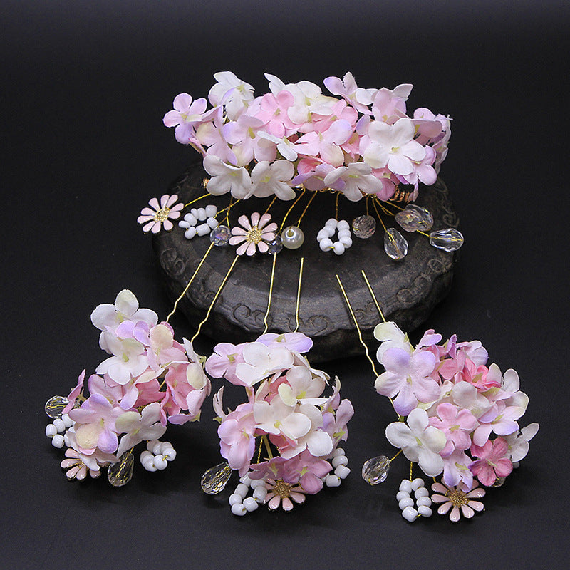 Ancient Hanfu Silk Flower Hairpin & Hair Band Set