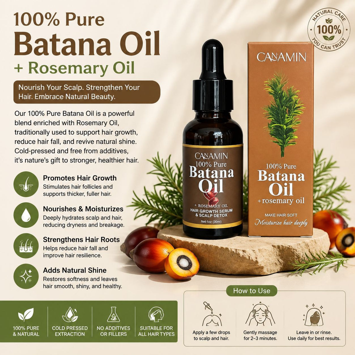 Hair Oil with Batana & Rosemary - 30ml