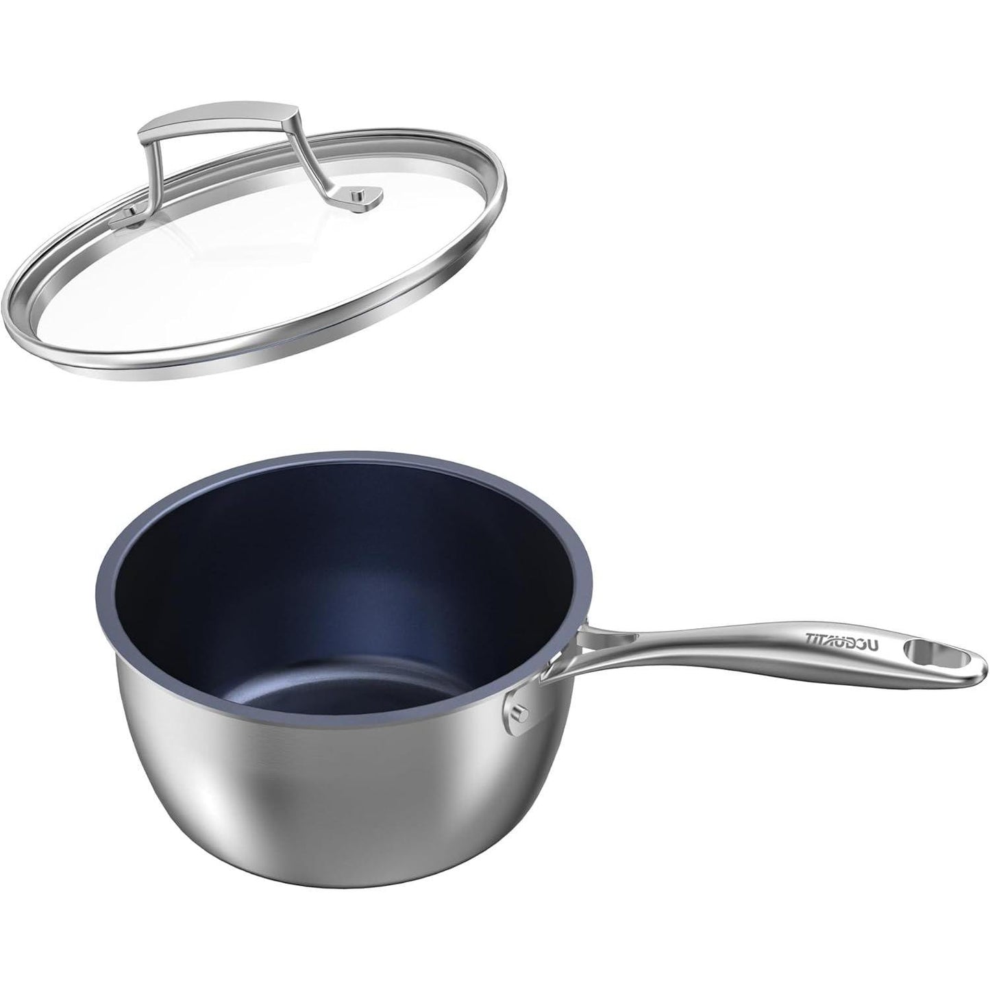 2.2 Quart Titanium Stainless Steel Non-Stick Frying Pan with Lid