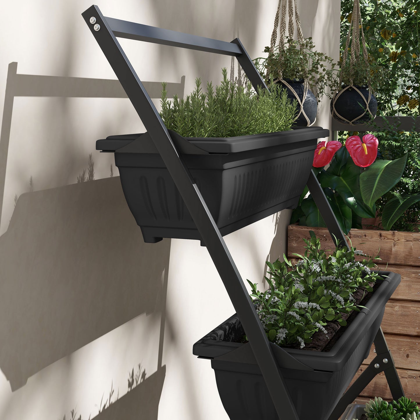 4-Tier Vertical Plant Stand for Vegetables & Flowers - Black