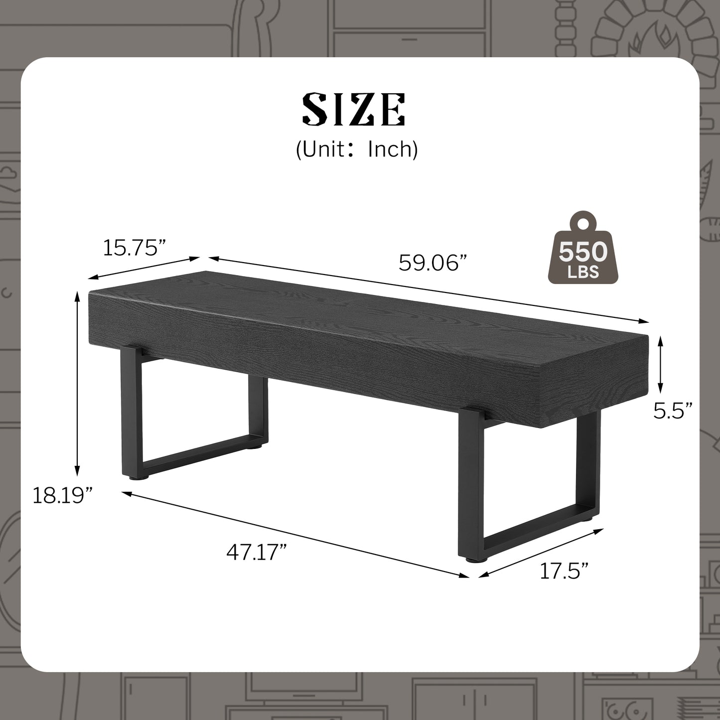 59 Wood Bench For Bedroom End Of Bed, Farmhouse Indoor Kitchen Table