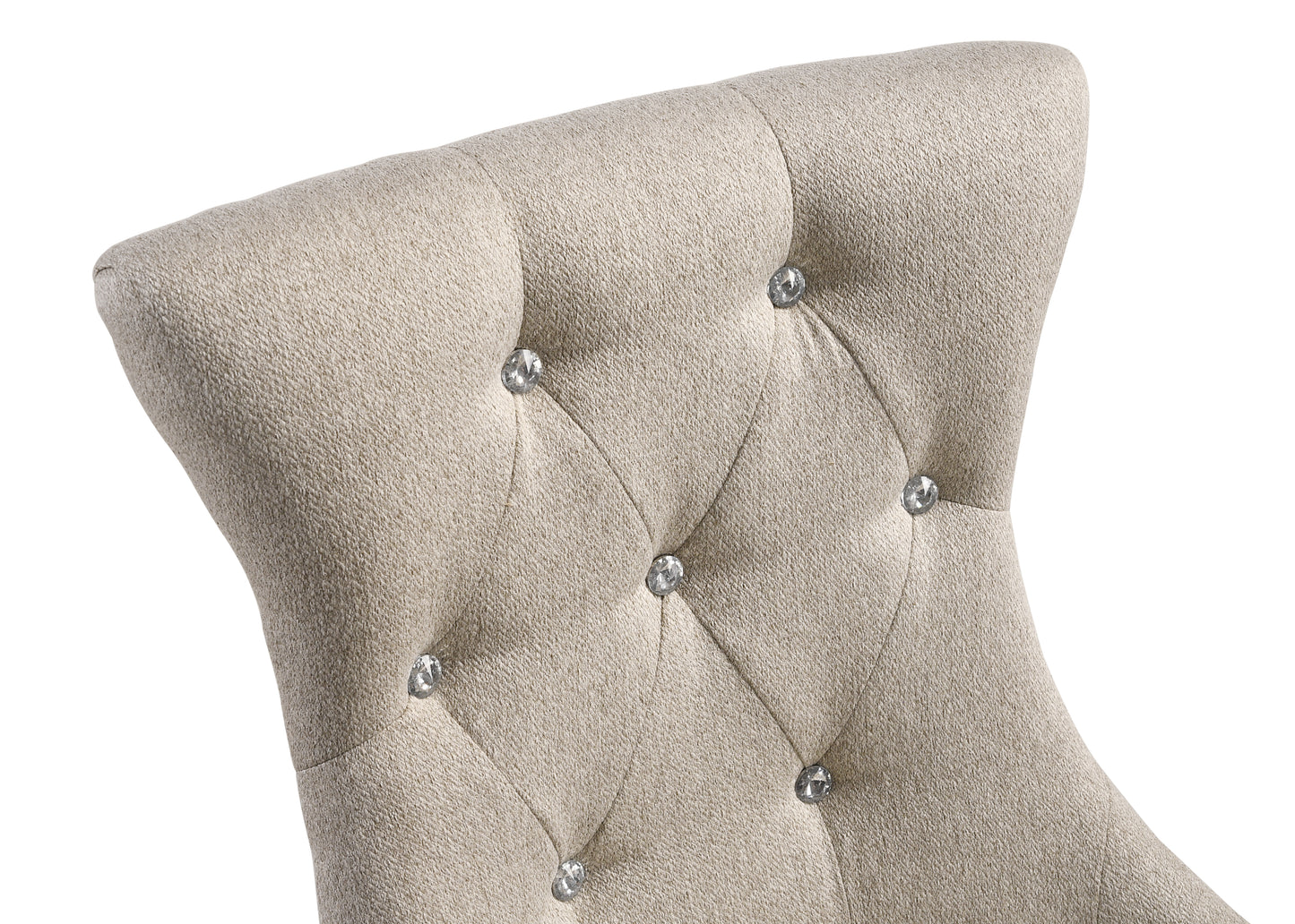 Two-Tone Beige Fabric Side Chair Set of 2 - Gray Finish