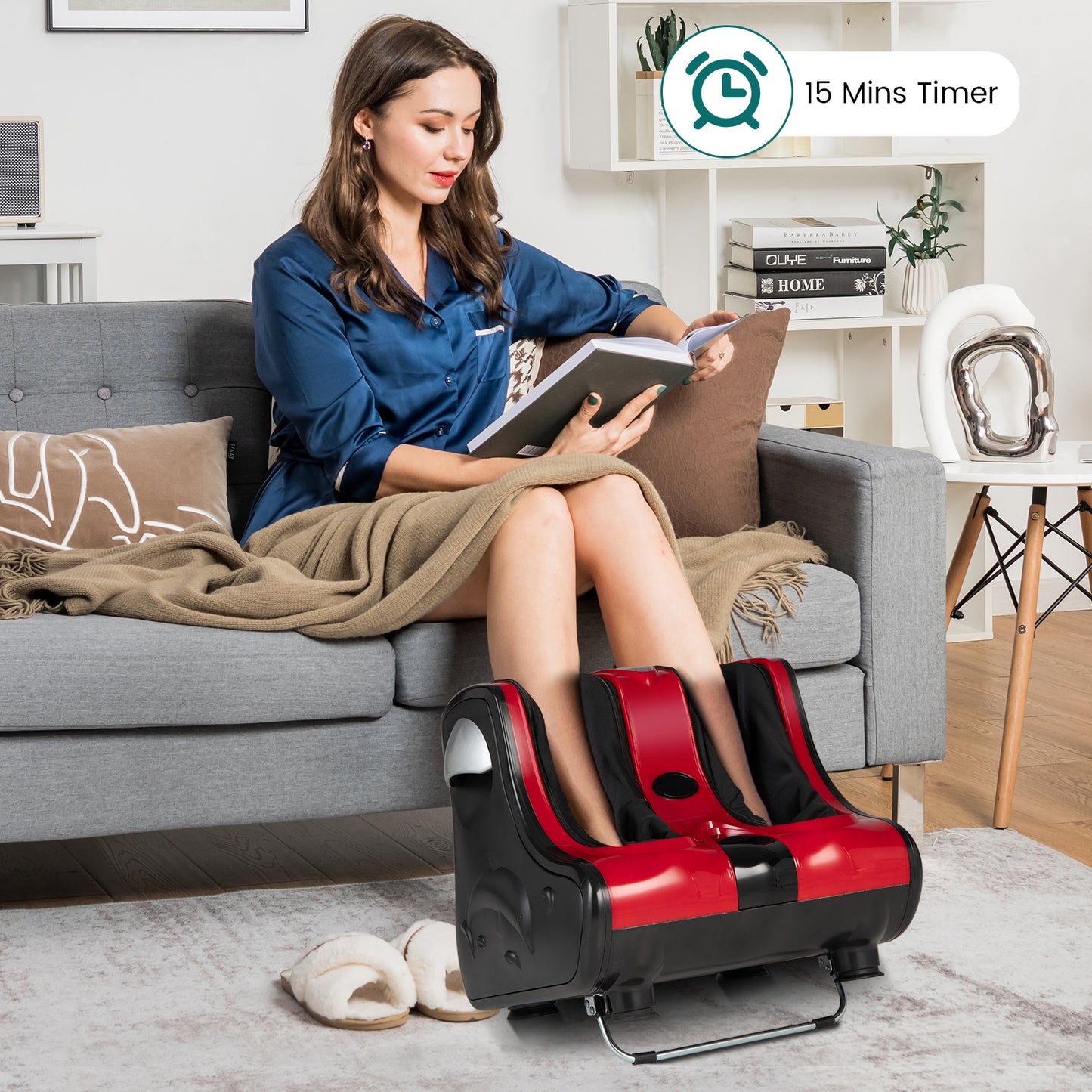 Shiatsu Foot Massager with Kneading, Vibration & Heat - Red