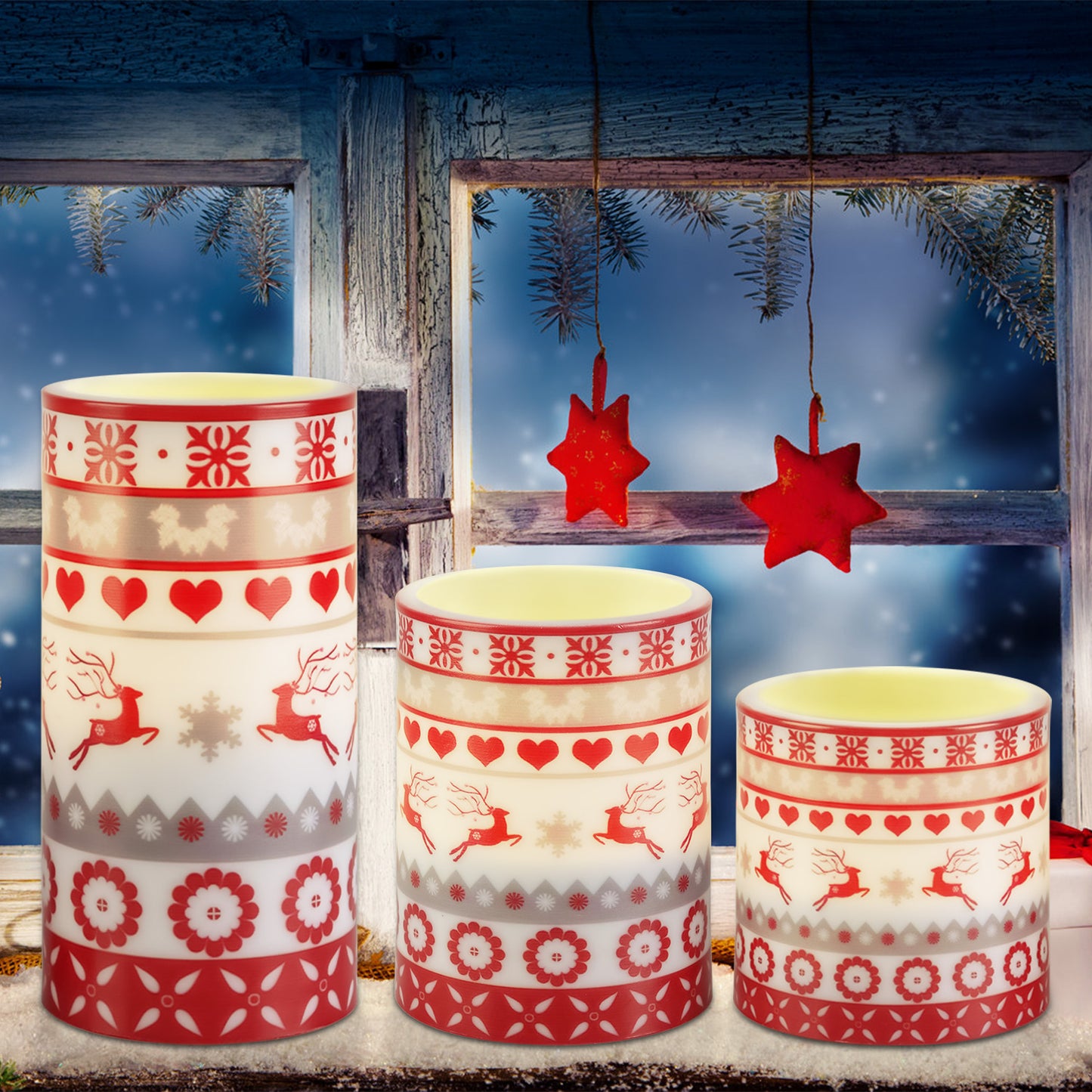 3-Pack Christmas Flameless LED Candles with Remote & Timer