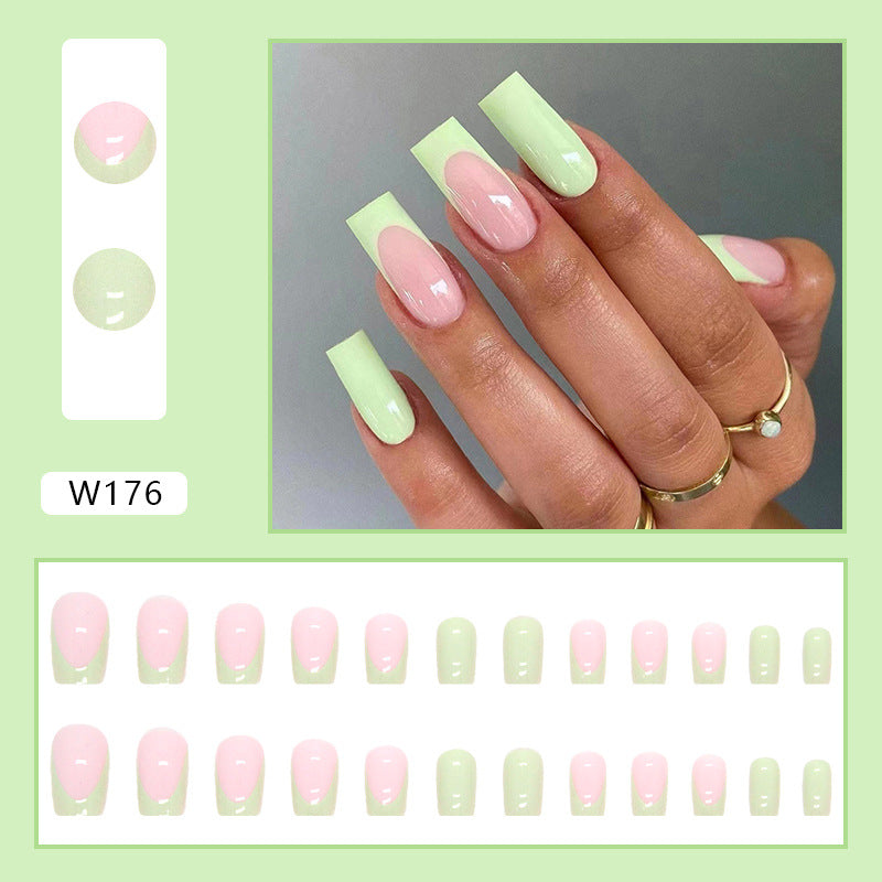 Medium & Long Ladies Manicure Patches with Nail Decorations and Glue Set
