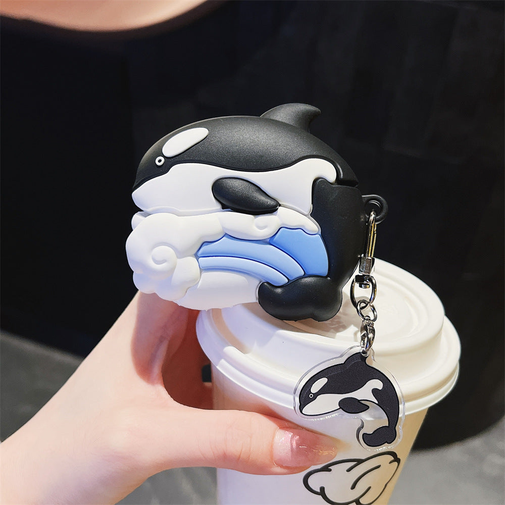3D Orca Shaped Protective Case for Bluetooth Earphones Cartoon Design