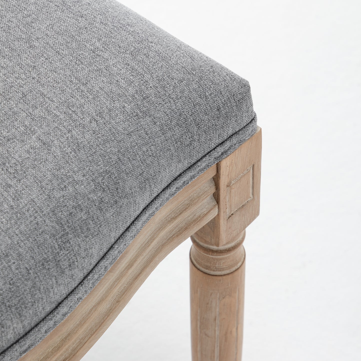 Farmhouse Dining Chairs Set of 2 - Grey Linen & Rattan Backrest